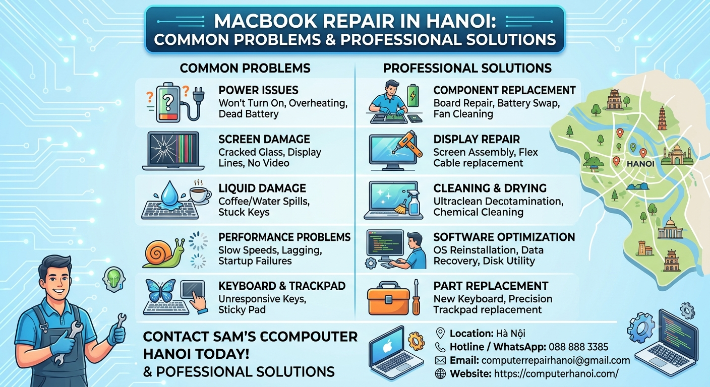 MacBook Repair in Hanoi Common Problems and Professional Solutions